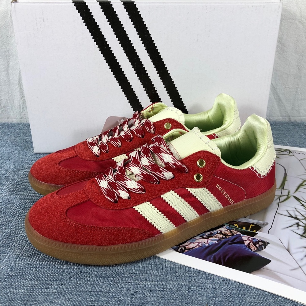 ADIDAS X WALES BONNER Samba Ecru / Scarlet Low Top Sneakers.